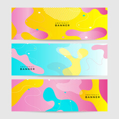 Wave dynamic gradient yellow blue pink colorful Abstract design banner