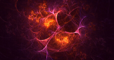 3D rendering abstract multicolor fractal light background