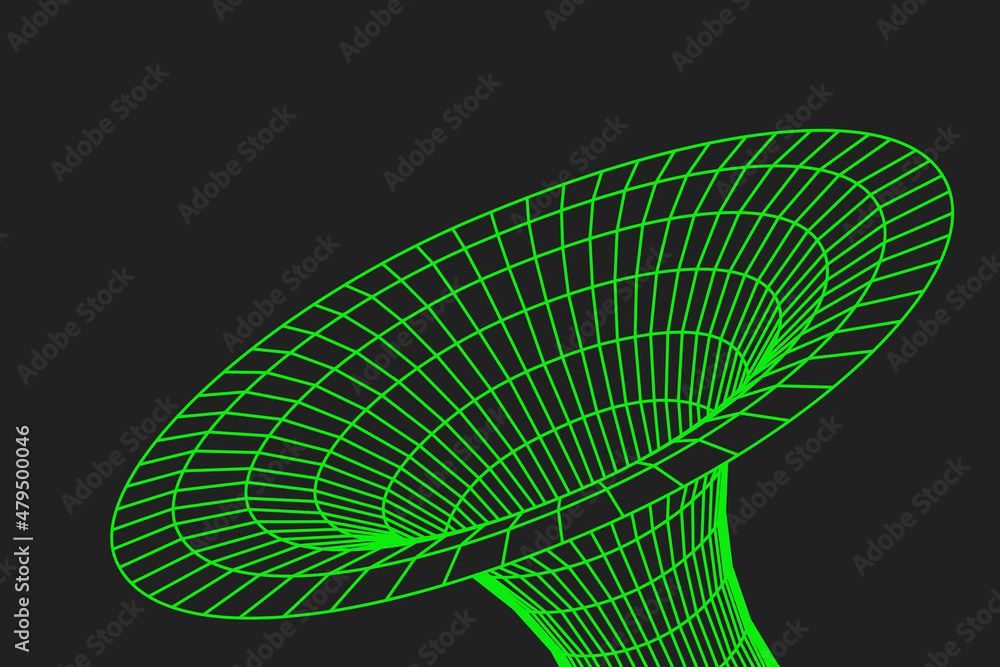 Wall mural wormhole geometric grid wireframe tunnel flat style design vector illustration. abstract futuristic 