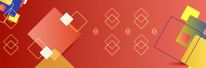 Square gradient red yellow colorful Abstract design banner