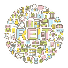 Fototapeta na wymiar REIT（不動産投資信託）　丸型のロゴ
