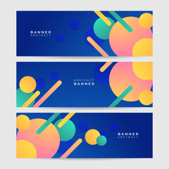 Circle gradient blue yellow colorful Abstract design banner