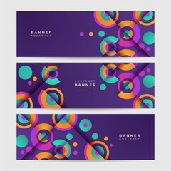 Gradient circle purple orange green colorful Abstract design banner