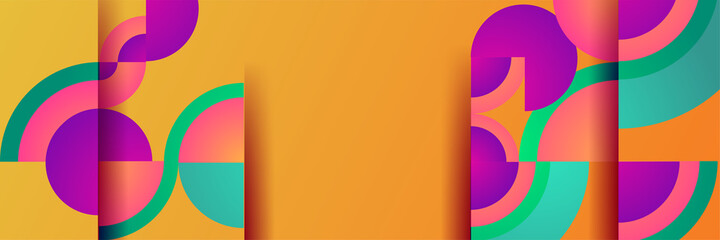 Gradient circle purple orange green colorful Abstract design banner