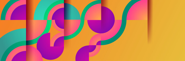 Gradient circle purple orange green colorful Abstract design banner © SyahCreation