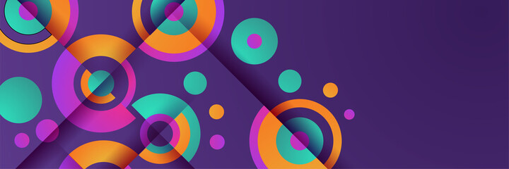 Obraz premium Gradient circle purple orange green colorful Abstract design banner