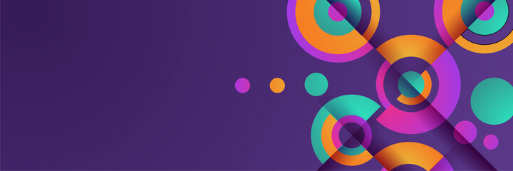 Obraz premium Gradient circle purple orange green colorful Abstract design banner