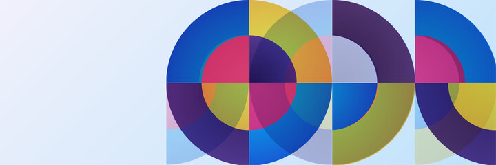 Obraz premium Memphis circle purple yellow blue colorful Abstract design banner