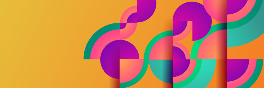 Gradient circle purple orange green colorful Abstract design banner
