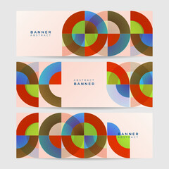 Obraz premium Memphis circle red blue green colorful Abstract design banner