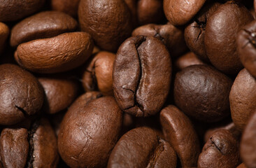 Closeup shot of coffee bean. background, texture