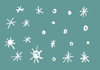A set of primitive snowflakes. Simple hand-drawn children s snowflakes for Christmas. Vector.
