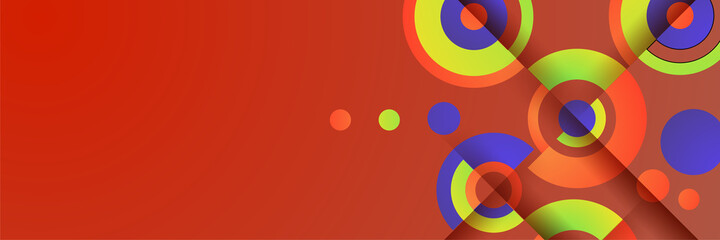 Gradient circle orange blue yellow colorful Abstract design banner