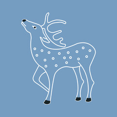 Outline silhouette of reindeer. Lying Deer for decoration