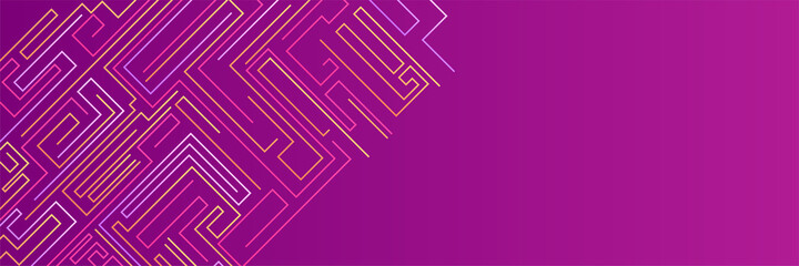 Line labyrinth purple colorful Abstract design banner