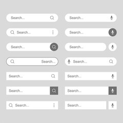 Search Bar Set for Website on White. Vector