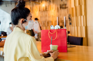 woman shopping in city