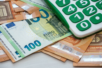 Euro money with calculator. investment