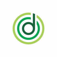green circle initial d letter logo design