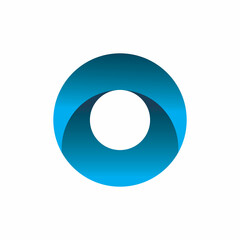 blue circle initial o letter hollow logo design