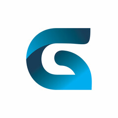 blue color initial g letter logo design