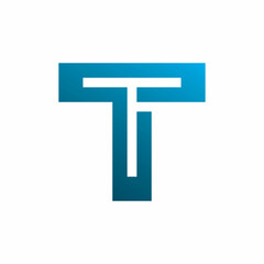 square initial t letter logo design