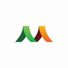 full color initial m letter logo design