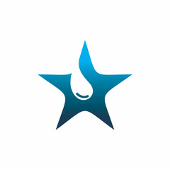 blue star drop logo design