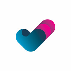 love heart check color shape logo design