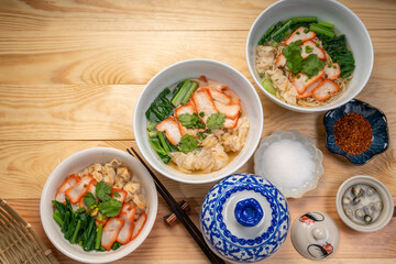 Egg Noodles and Wonton Noodles with Red Barbecue pork with hot soup.