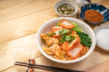 Egg Noodles and Wonton Noodles with Red Barbecue pork with hot soup.