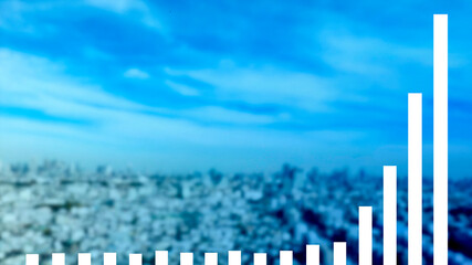 急成長の棒グラフと都会イメージ