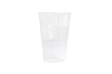 Plastic transparent cup for coffee, tea, chocolate and other hot drinks. Plastic party cup mockup. Disposable Cups set. Take out mugs front view and space for your design