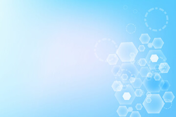 Science network pattern, connecting lines and dots. Technology hexagons structure or molecular connect elements