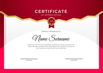 Professional golden red certificate design template