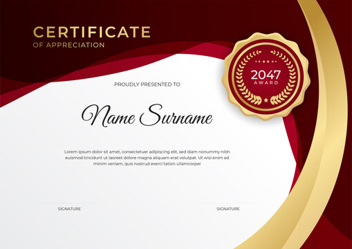 Professional golden red certificate design template