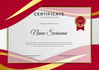 Professional golden red certificate design template