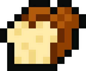 Pixel 8 bit loaf of bread background - isolated, vector