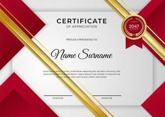 Professional golden red certificate design template