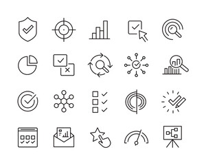 Assessment Icons - Vector Line Icons. Editable Stroke. Vector Graphic
