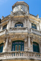 Fototapeta na wymiar Facade of the historic building in the center of the old havana, Cuba.