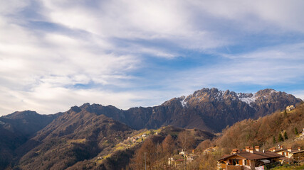 Splendid panorama of the Seriana valley and its mountains, Orobie Alps, Bergamo, Italy