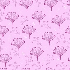 Doodle floral seamless pattern in trendy colors. Vector illustration.