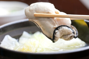 大粒の牡蠣、牡蠣を食べる