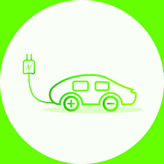 electric car vector icon drawn in green color with white background