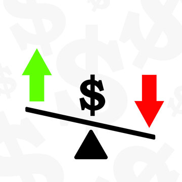 dollar rate up and down price icon vector image
