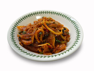 Stir-fried squid, squid dish, Korean cuisine
