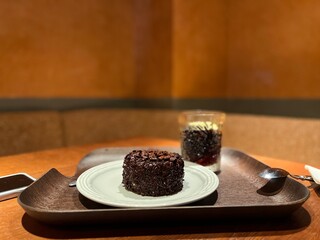 Delicious and fresh black forest cake served on a plate ready to eat.
