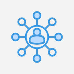 Social network icon in blue style about social media, use for website mobile app presentation
