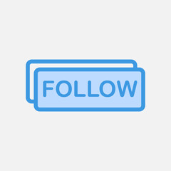 Follow icon in blue style about social media, use for website mobile app presentation
